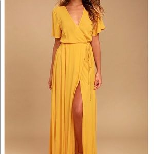 Much Obliged Golden Yellow Wrap Maxi Dress